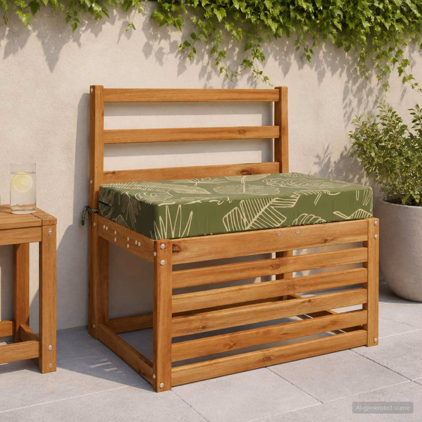 Cuscino per la seduta vidaXL SOEST con design a foglia in poliestere, lavabile e resistente ai raggi UV, disponibile in blu e verde