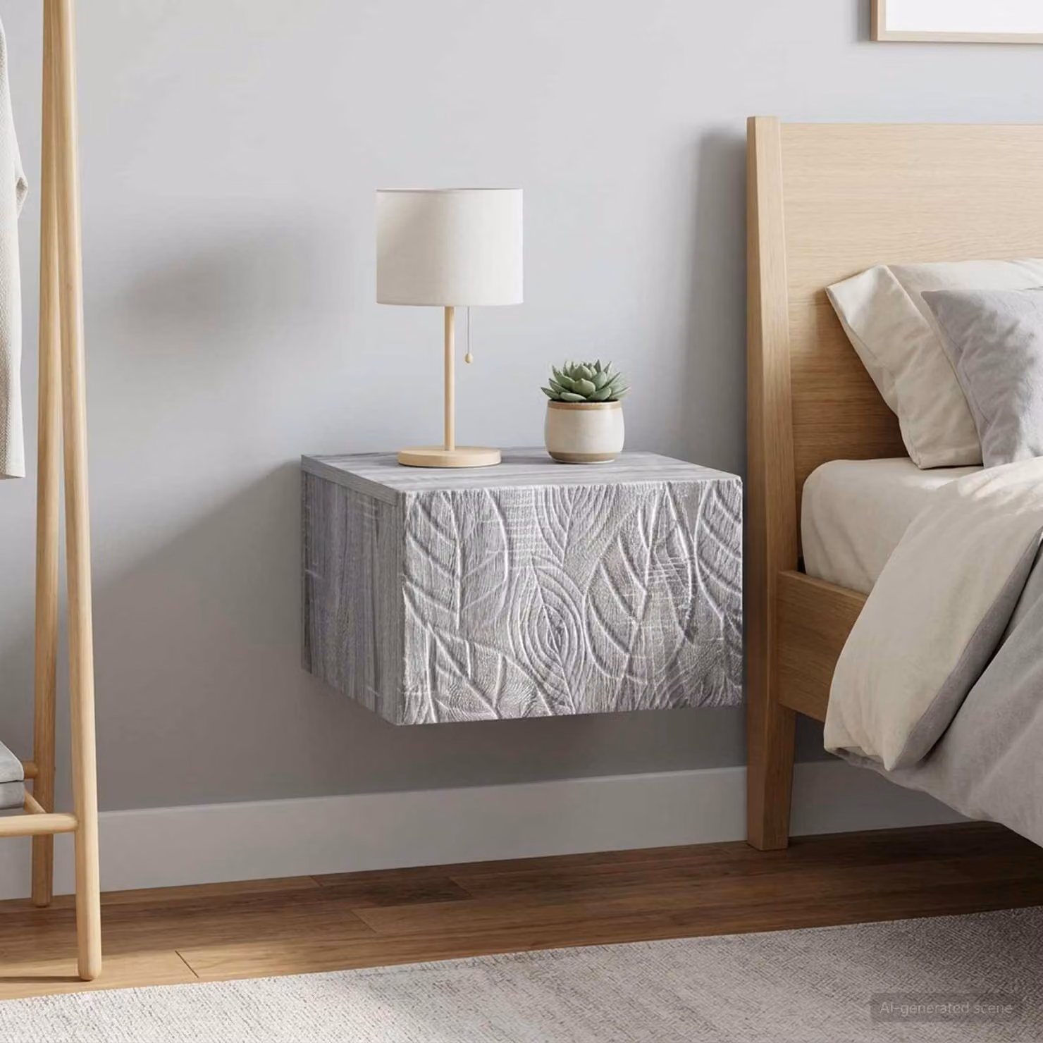 Set di 2 comodini sospesi vidaXL in stile moderno, colore grigio, L 49 cm x P 34,5 cm x H 20 cm