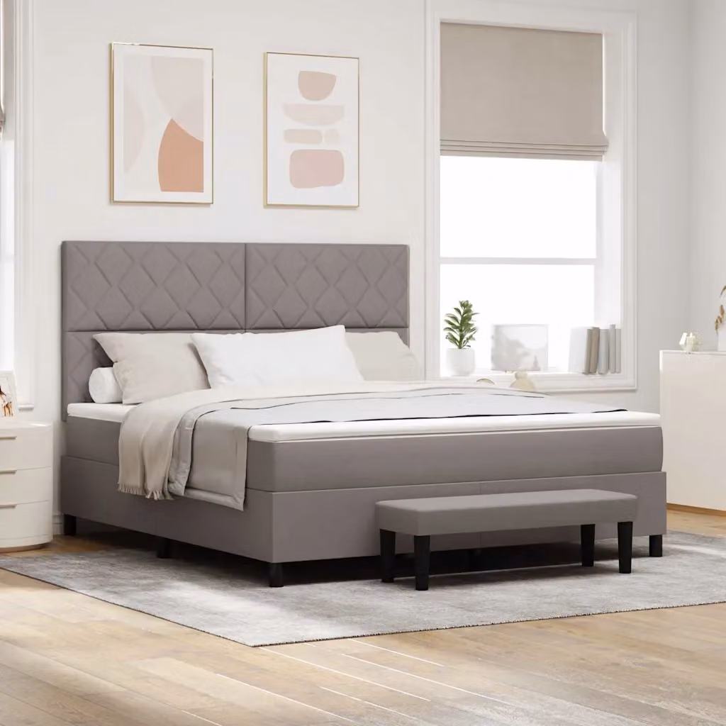 Letto Ibrido con Molle a Tasche e Testiera Talpa vidaXL, Grigio, L: 180 cm, P: 200 cm, H: 203 cm