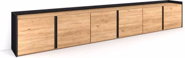 Mobile TV Soggiorno, 309x50x35 cm, Per TV fino a 80", Mobile Soggiorno, Rovere e nero