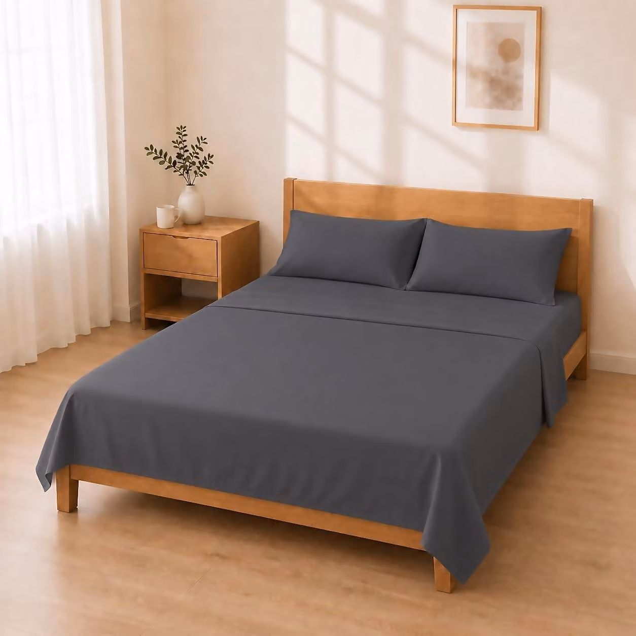 Set di lenzuola in microfibra, tinta unita, dimensioni 135x200 cm e 220x280 cm, con federe
