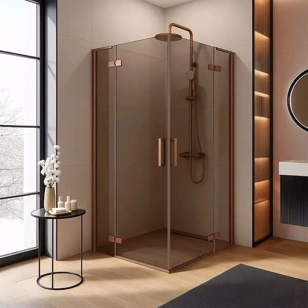 Cabina Doccia Angolare Rea Hugo Double con Rivestimento Easy Clean, Colore Bronze, L/P: 80 x 80 cm – 2