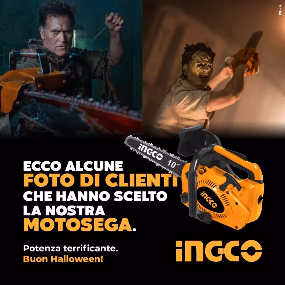 Motosega a scoppio da pota e carving Ingco arancione con lama da 200mm e potenza 1hp – 2