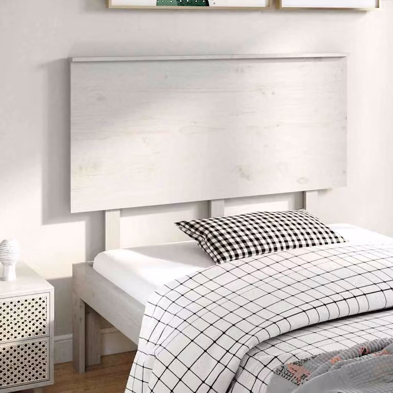 Testiera per letto vidaXL in legno massello di pino bianco, stile rustico, L 124 cm x P 6 cm x H 82,5 cm