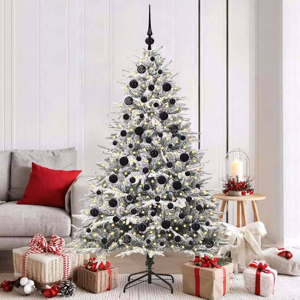 Maison Exclusive - Albero di Natale artificiale illuminato con set di palline verdi