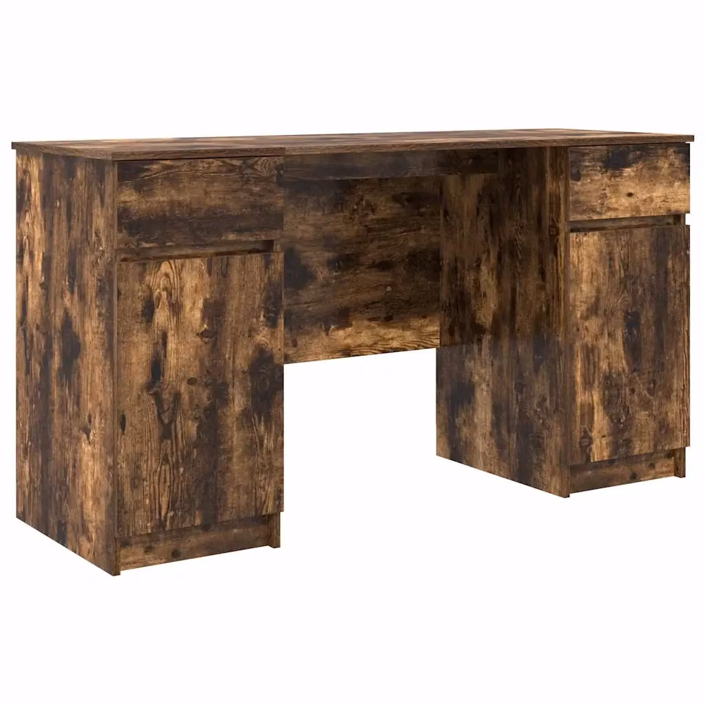 Scrivania moderna vidaXL in legno ingegnerizzato color rovere marrone L: 140 cm, P: 49 cm, H: 76 cm – 2