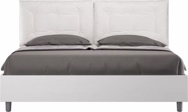 Letto Matrimoniale 160x200 cm cuscinatura Egos Annalisa - Bianco,Similpelle,Contenitore