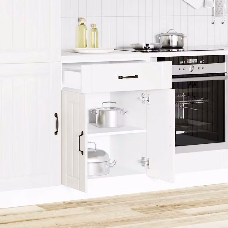 Base da cucina moderna vidaXL Lucca bianco in legno MDF con ante a battente e ripiani interni L: 60,0 cm, P: 46,0 cm, H: 81,5 cm