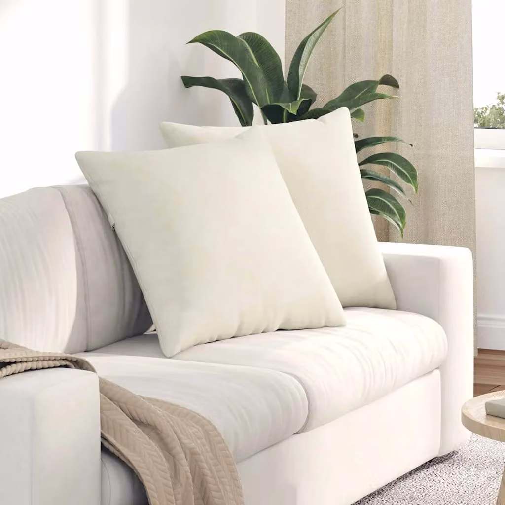 Set di 2 cuscini da divano quadrati vidaXL in tessuto a coste beige, L 80 x L 80 cm