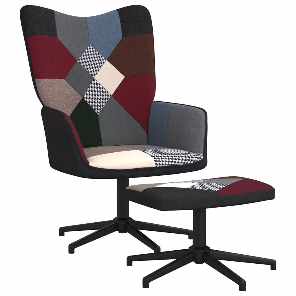 The Living Store Poltrona relax con poggiapiedi Tessuto patchwork