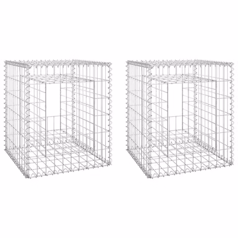 Cesti a Gabbione a Torre 2 pz 50x50x60 cm in Ferro