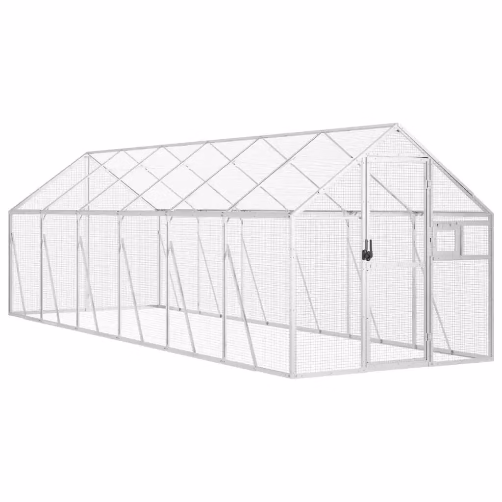 Voliera in alluminio vidaXL colore argento L: 1,79 m, P: 0,6 m, H: 1,85 m – 2