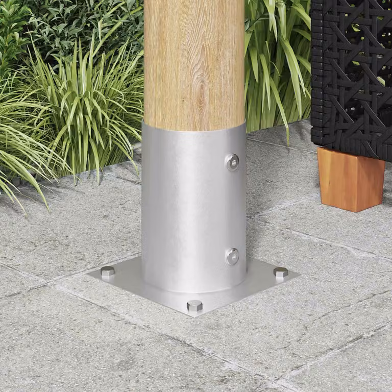 Set di 4 ancore rotonde per terreno vidaXL in metallo argento, L/P/H: 15 x 15 x 15 cm