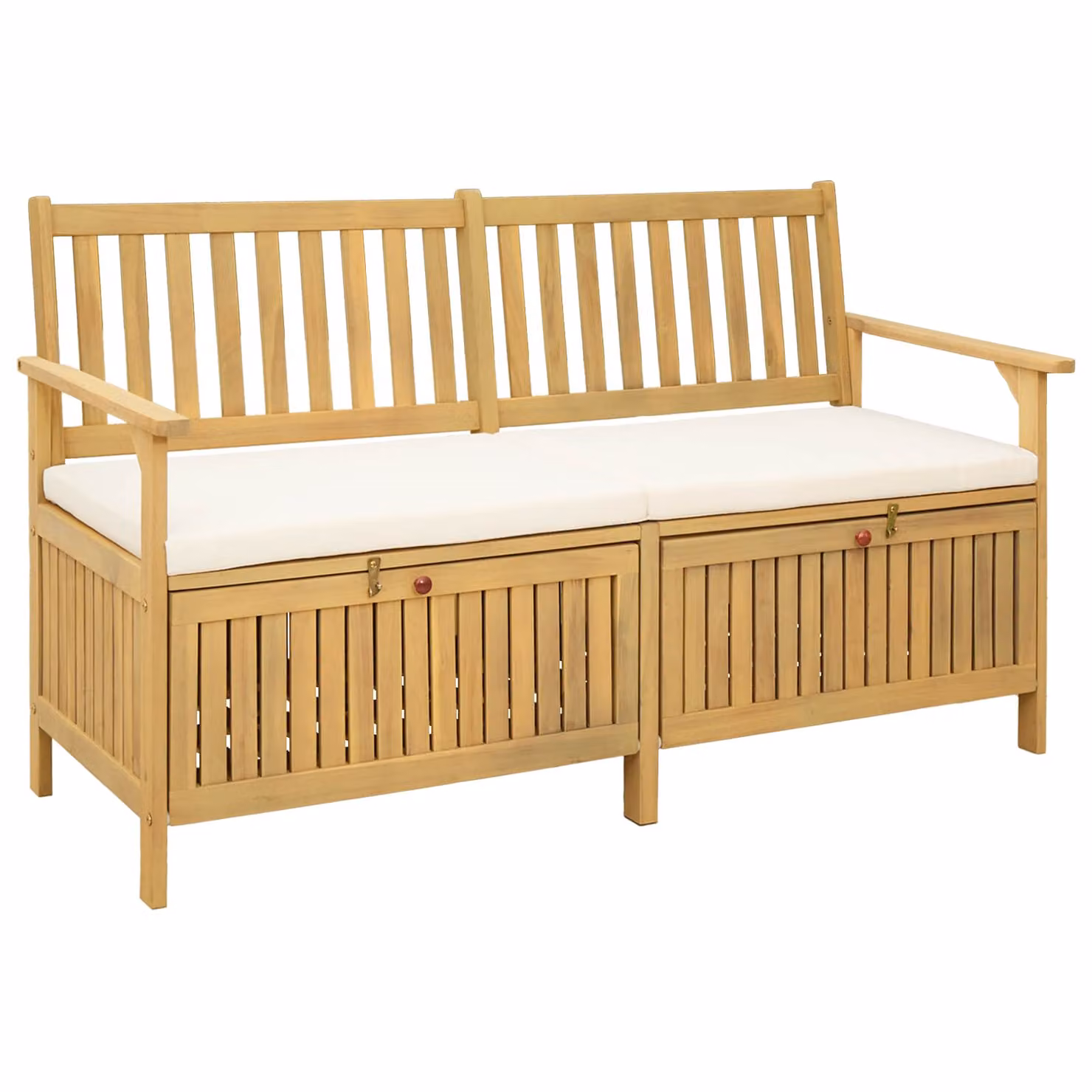 Panchina con contenitore da 2 posti vidaXL in legno di acacia marrone e bianco per giardino e terrazzo L: 148 cm, P: 63 cm, H: 84 cm
