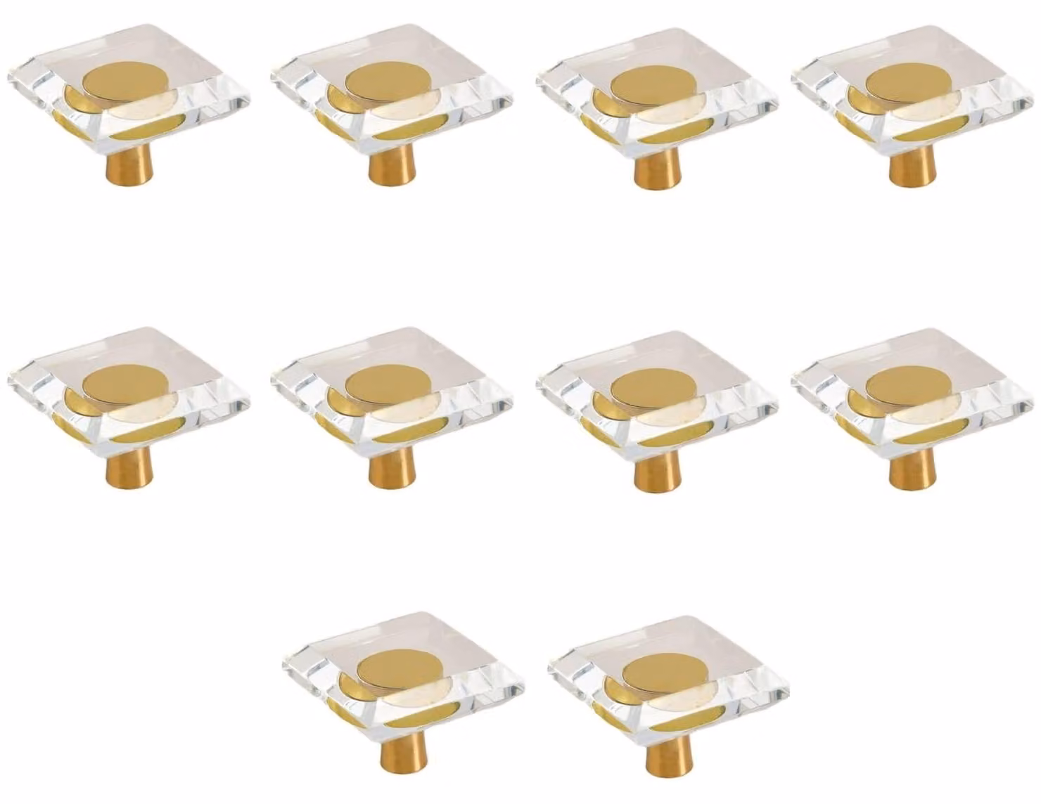 10 pezzi di pomelli per mobili - Vetro di cristallo per porte - Forma rotonda - Trasparente