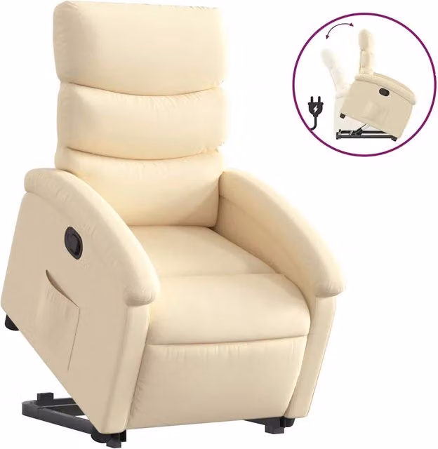Poltrona | Sedia Relax Alzapersona Reclinabile Crema in Tessuto