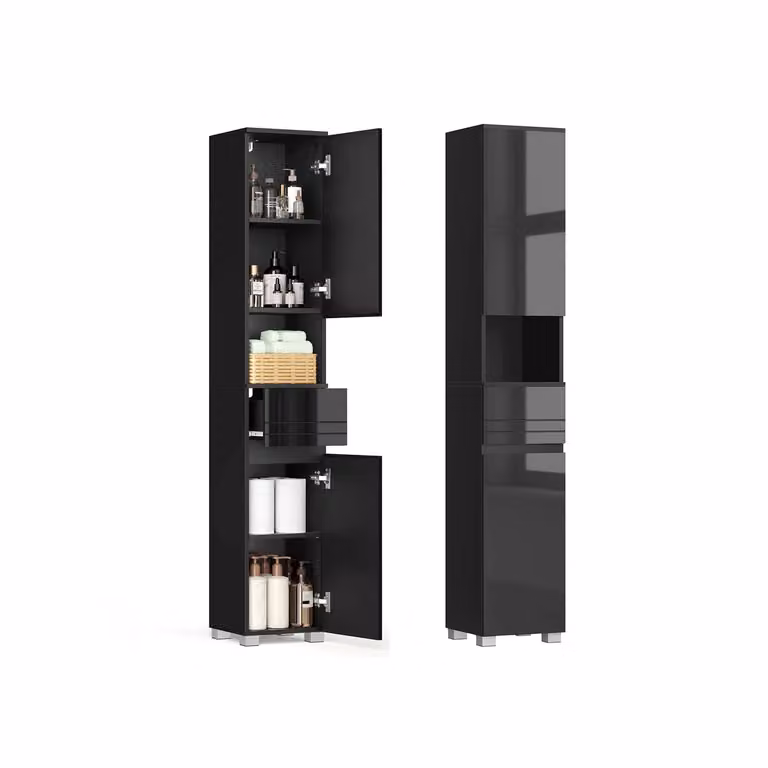 Mobile da Bagno, Nero Inchiostro / 30 x 30 x 170 cm