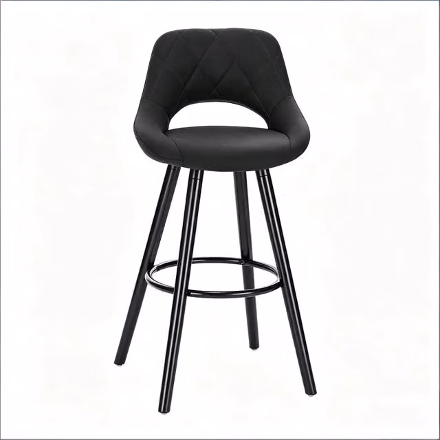 Sgabello da bar moderno Chicfurn in tessuto antracite e nero con struttura in metallo e legno per cucina e soggiorno – 1