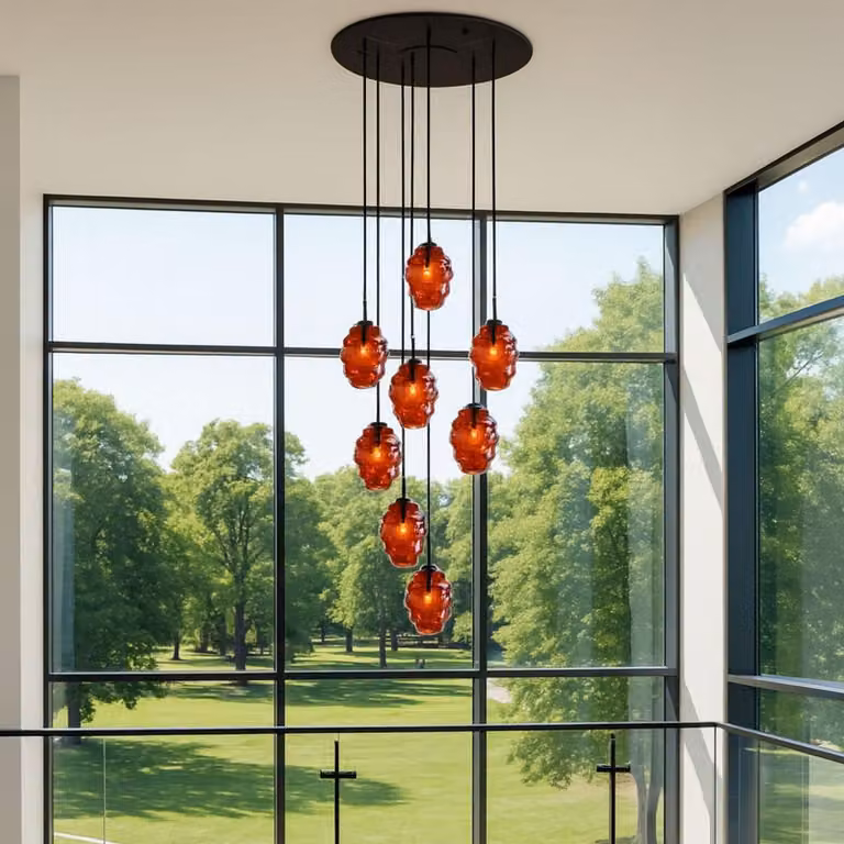 s.luce Echos gallery light 8-flame Ø 80cm baldacchino Ø 18cm fumo 8-flame ovale, allungato