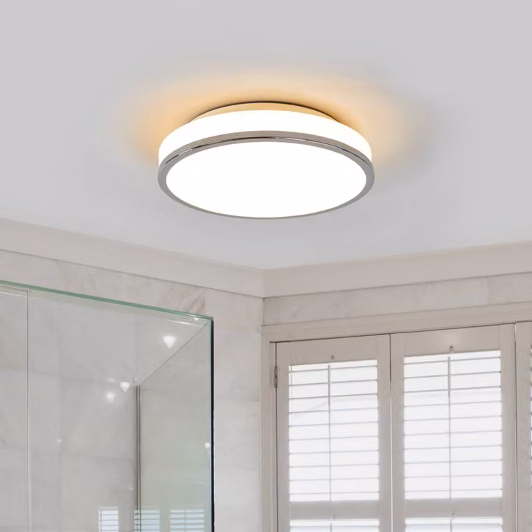 Plafoniera Lyss Lindby, Bianco / Opale, Bagno, Vetro, Moderno, Plafoniera