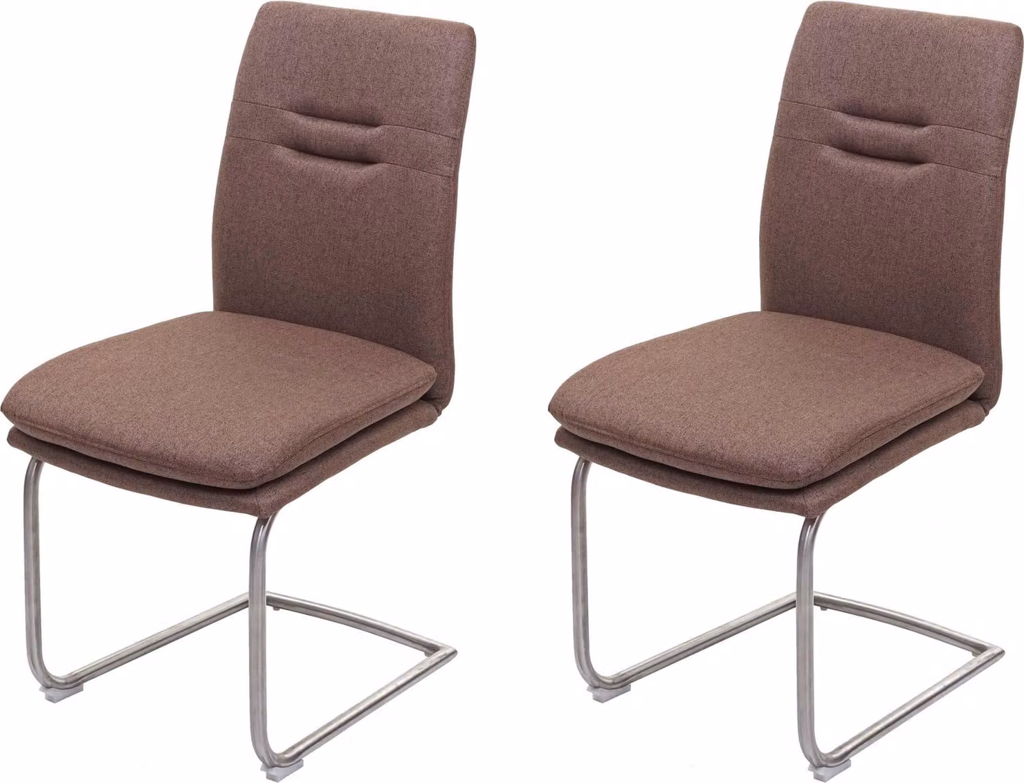 Set di 2 sedie da sala da pranzo | A x L x P 92 x 47 x 57 cm | Altezza seduta 49 cm | Tessuto/tessuto Acciaio inossidabile spazzolato | Marrone | Sedia da cucina Sedia a sbalzo