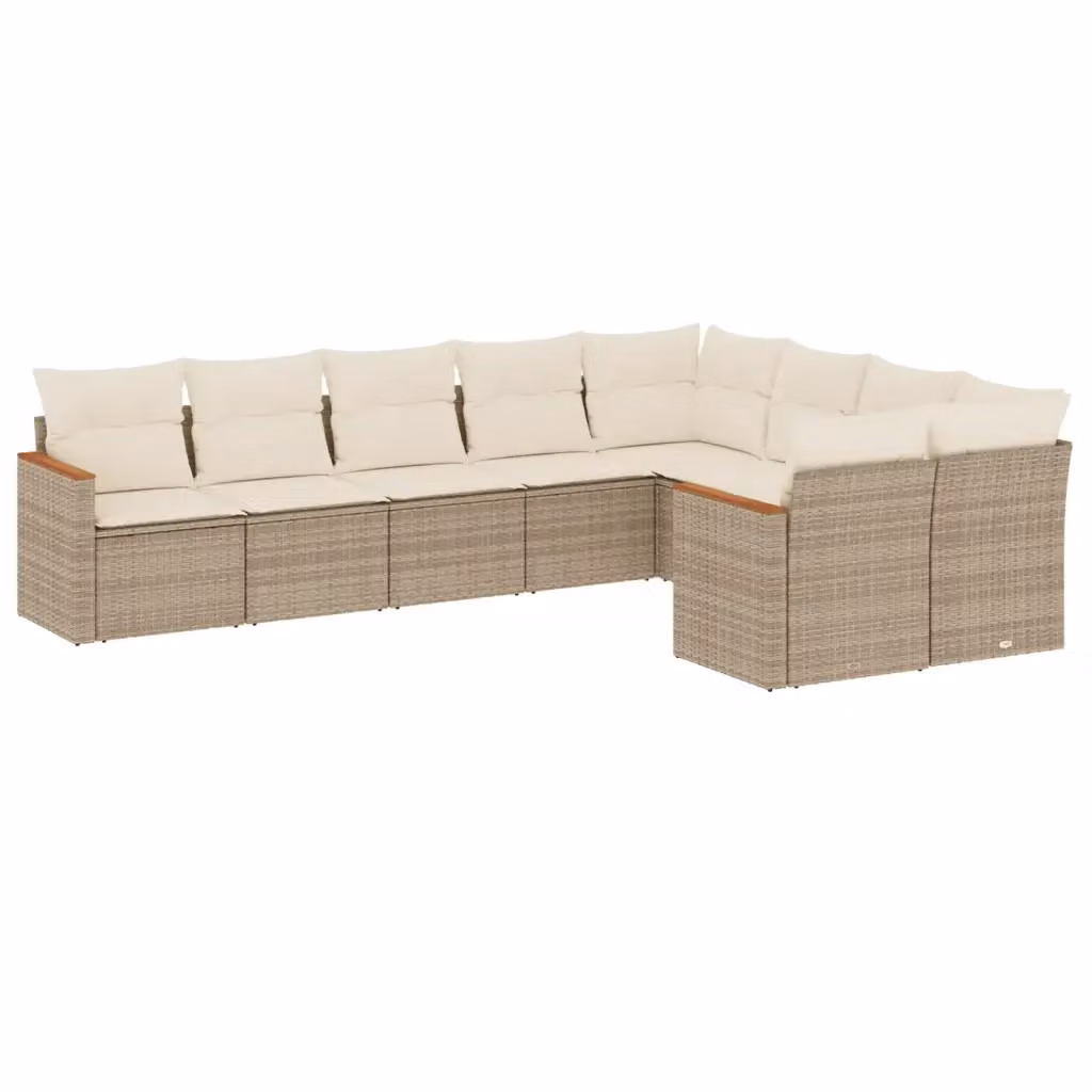 Set Divano da Giardino vidaXL a Forma di L in Polyrattan con Cuscini Beige e Struttura in Metallo – 2