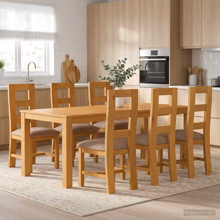 Set da pranzo moderno vidaXL in legno di quercia composto da 7 pezzi, colore grigio e marrone, tavolo rettangolare e sedie
