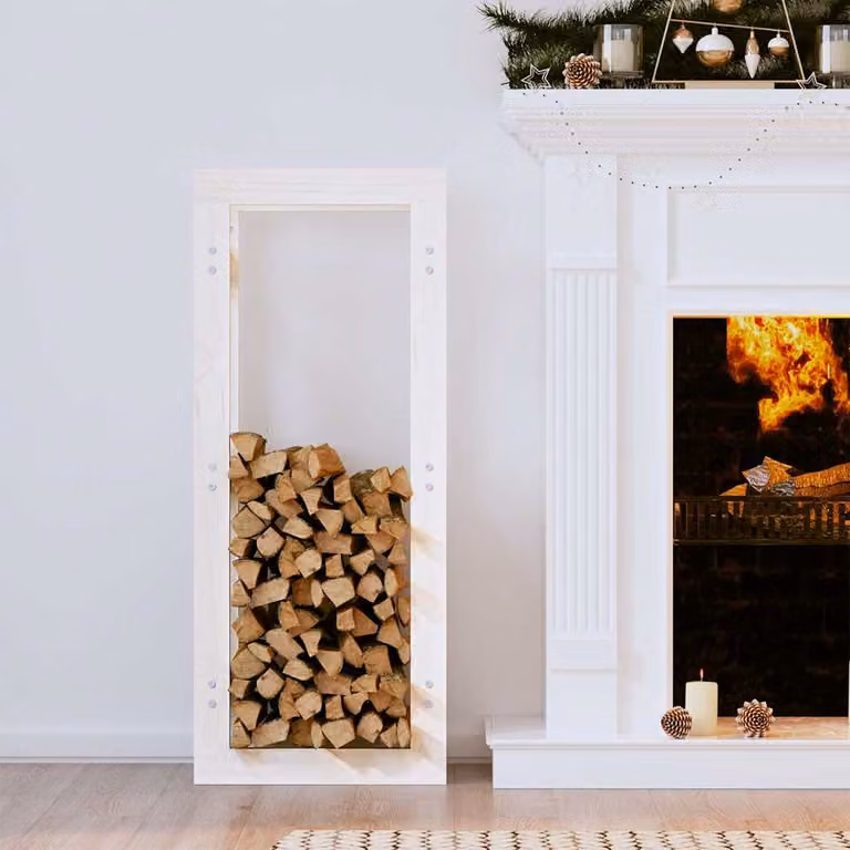 Mobile Portalegna vidaXL in Legno Massello di Pino, Bianco, L 41 cm x P 25 cm x H 100 cm