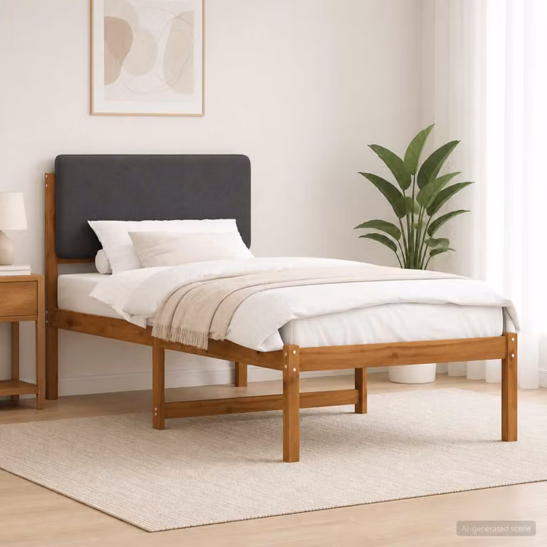 vidaXL Letto con Testiera Rivestita Naturale e Grigio Scuro