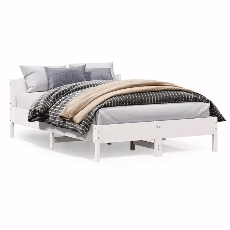 Letto senza Materasso vidaXL in Legno Massello di Pino Bianco L: 140 cm, P: 200 cm, H: 10d5f063-a6b4-40c3-82d4-d376ad5e66df cm