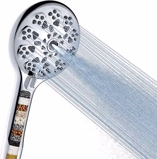 Ibenzoa® Soffione multifunzione con filtro intercambiabile, 9 tipi di getto, acciaio inossidabile e polimero, contro odori, impurità e metalli pesanti