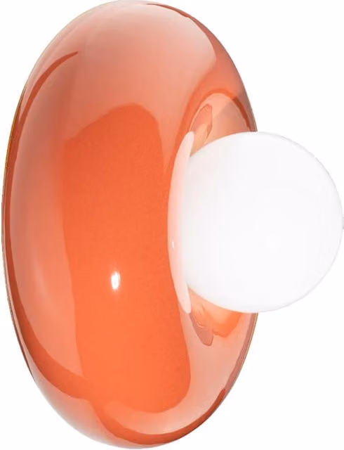 Applique Vintage Art Decò Ferroluce BumBum in Ceramica Arancione con Luce G9
