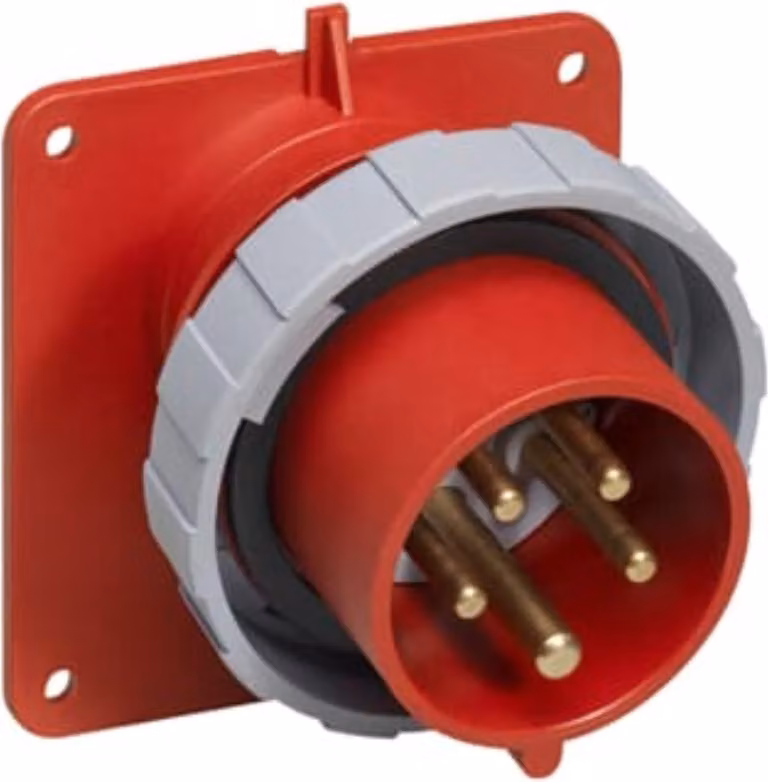 Amphenol 32 Ampere CEE Connettore da incasso a 5 poli (3P+N+PE) maschio, codifica 6h rosso 200/346V fino a 240/415V Frequenza 50