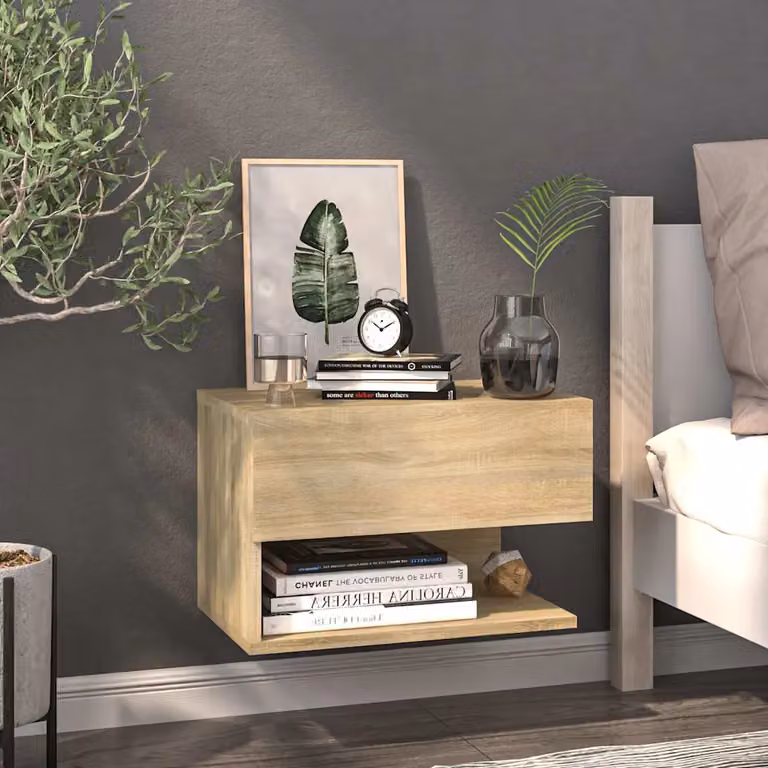 Comodino a parete vidaXL in Rovere Sonoma, colore marrone e beige