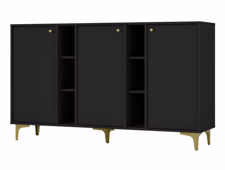 Cassettiera larga IROS 1 - nero grafite / oro