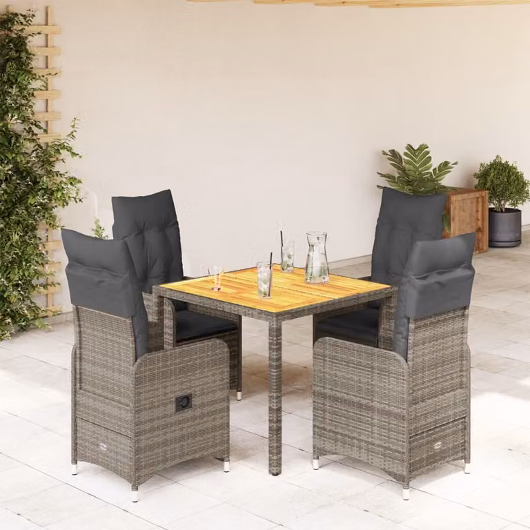 Maison Exclusive - Set da giardino bistrot 5 pezzi con cuscini grigio in polyrattan