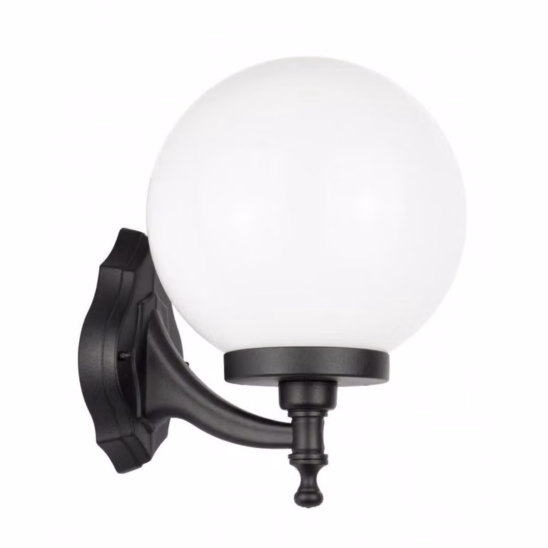 Lampada da parete da giardino sfera bianca o fumé 25 cm 1xE27 nero IP43 SU-MA KULE K 3012/1/K 250