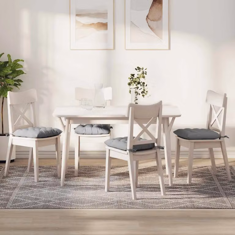 Set di 4 cuscini per seduta quadrati vidaXL in tessuto grigio, lavabili in lavatrice, L 40 x P 40 x H 6 cm