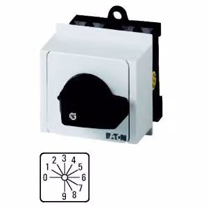 Interruttore di codifica Eaton, T0, 20 A, montaggio su quadro, 4 moduli, contatti: 8, 30°, a scatto, con posizione 0, 0-9, codice articolo 15602 036487