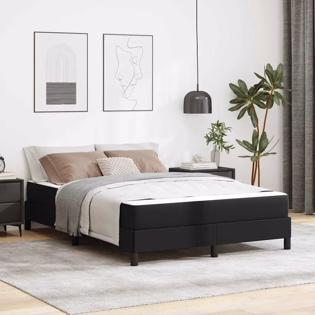 Letto con materasso ibrido vidaXL in tessuto nero L 140 x P 190 cm – 1