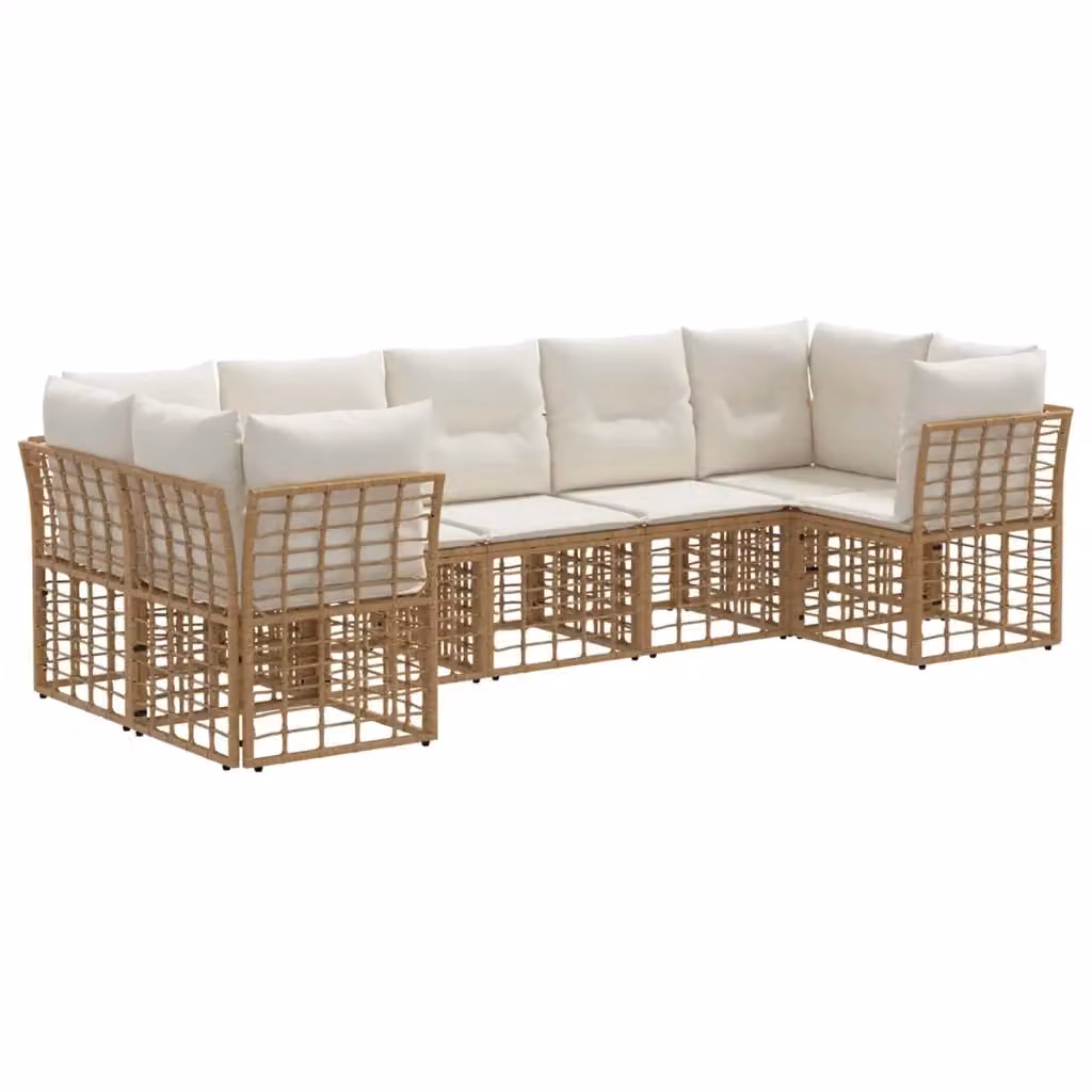 Set di divani da esterno 7 posti vidaXL in polyrattan beige con cuscini inclusi – 2