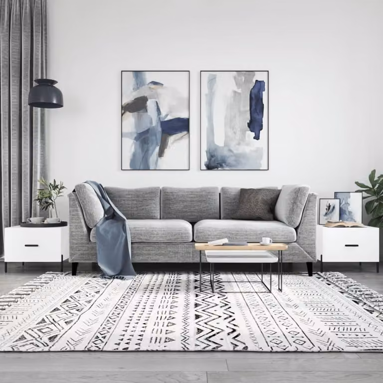 Set di 2 tavolini da salotto vidaXL moderni in legno e metallo bianco lucido, L/P/H: 50 x 50 x 40 cm