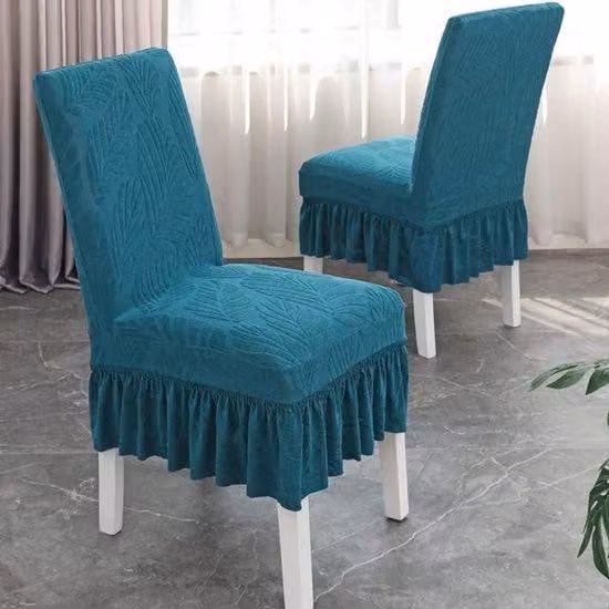 Copri sedie da ristorante, copri sedie elasticizzati in Spandex, set da 4 pezzi, blu-verde, lavabili