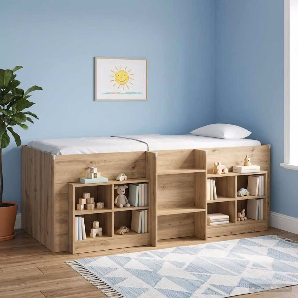 Letto singolo alto per bambini vidaXL in legno color marrone L: 75 cm, P: 190 cm, H: 120 cm