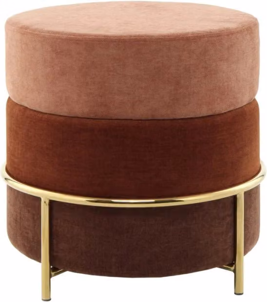Pouf tondo Matilda 225 in velluto terra e oro