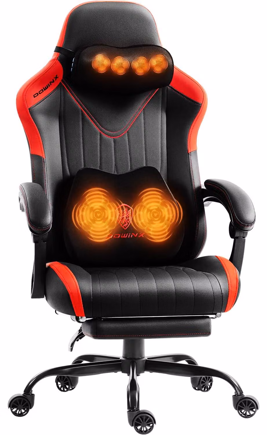 Sedia da gaming, sedia ergonomica, poltrona da gaming con poggiapiedi, capacità di carico fino a 150 kg, sedile da gaming con braccioli regolabili, colore nero e rosso
