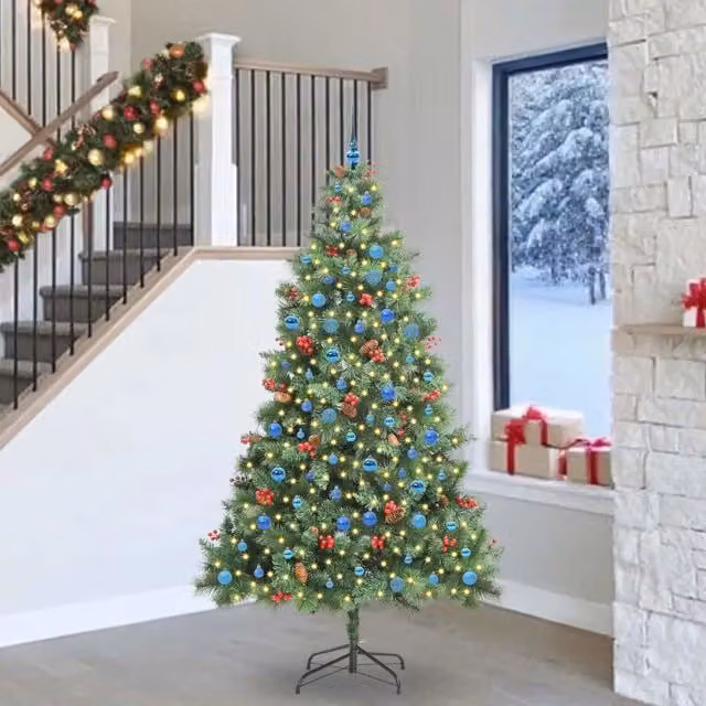 Albero di Natale artificiale 300 LED Bianco caldo PVC e Metallo 3395159