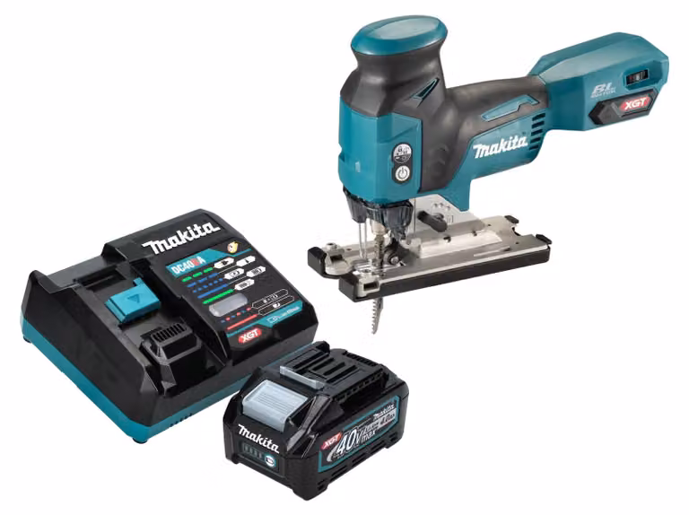 Makita JV 001 GM101 Seghetto alternativo a batteria 40 V max. 135 mm brushless + 1x batteria 4,0 Ah + caricabatterie