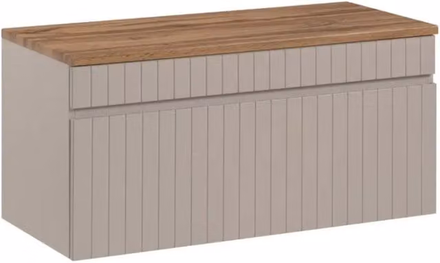 Set bagno ICON: mobile sottolavabo 100cm cachemire + piano per lavabo effetto legno