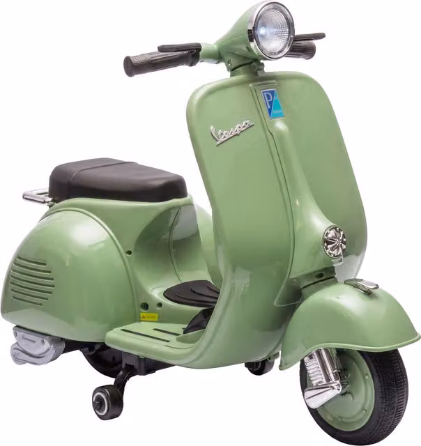 AIYAPLAY Moto Elettrica per Bambini 3+ Anni Licenza VESPA, 7.2V, con Rotelle Rimovibili, 3-5 km/h, Max 30kg, Verde   Aosom Italy